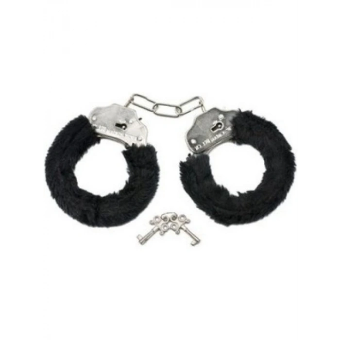 VipMarketim Fetiş Fantezi Siyah Peluşlu Metal Kelepçe