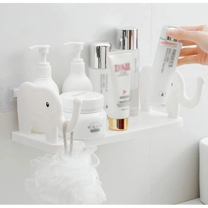 VipMarketim Fil Desenli Yapışkanlı Çok Amaçlı Raf