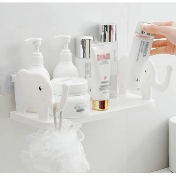 VipMarketim Fil Desenli Yapışkanlı Çok Amaçlı Raf