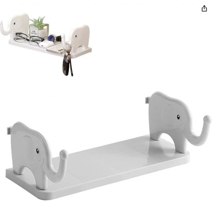 VipMarketim Fil Desenli Yapışkanlı Çok Amaçlı Raf
