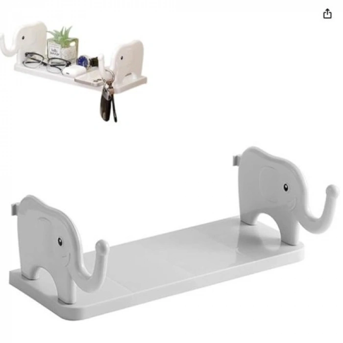 VipMarketim Fil Desenli Yapışkanlı Çok Amaçlı Raf