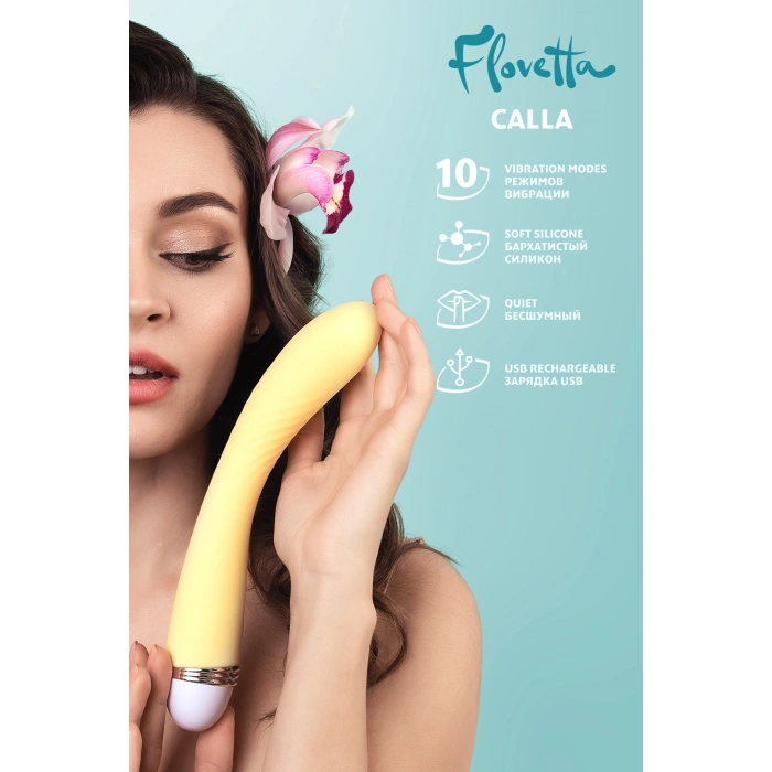 VipMarketim Flovetta Calla Vibratörü, Silikon, Sarı, 22 Cm