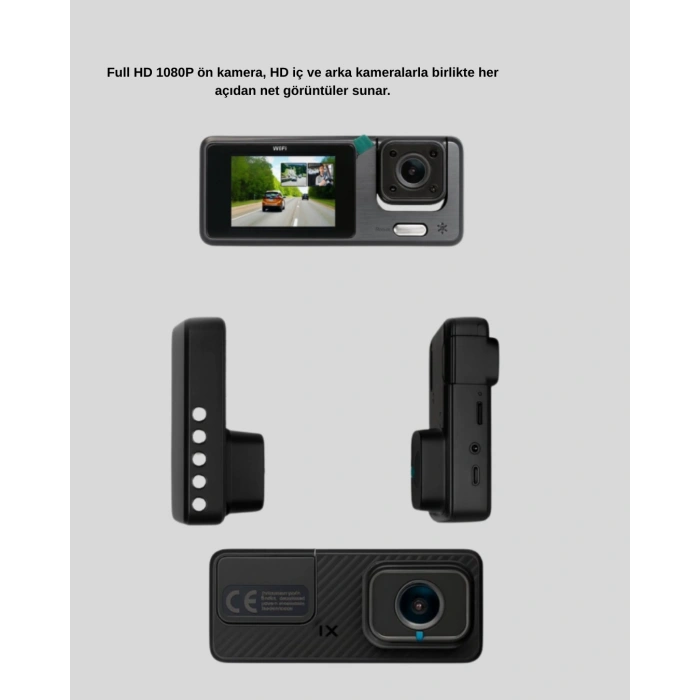 VipMarketim Full HD 3lü Araç Kamerası Geri Görüş Destekli Park Modlu 1080P DVR