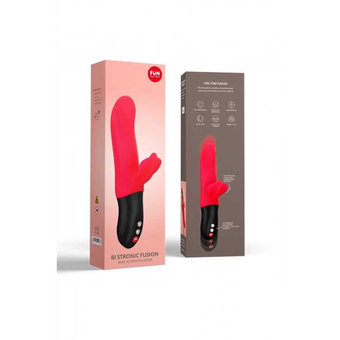 VipMarketim Fun Factory Bi̇ Stroni̇c Fusi̇on Vibratör, Silikon, Kırmızı, 22 Cm