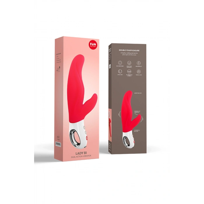 VipMarketim Fun Factory LADY Bİ Vibratör, silikon, kırmızı, 22 cm
