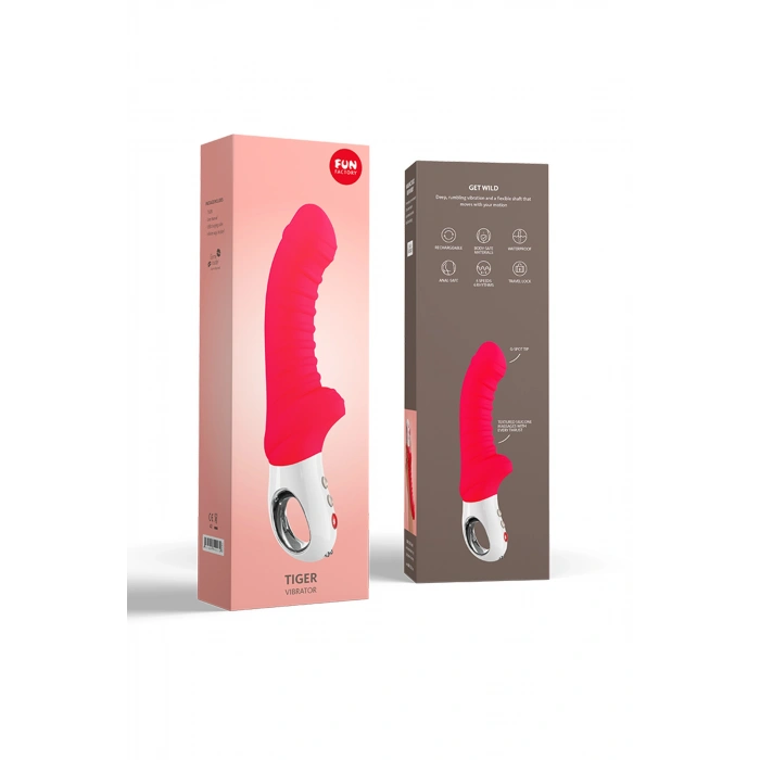 VipMarketim Fun Factory Tiger Vibratör, silikon, kırmızı, 23 cm