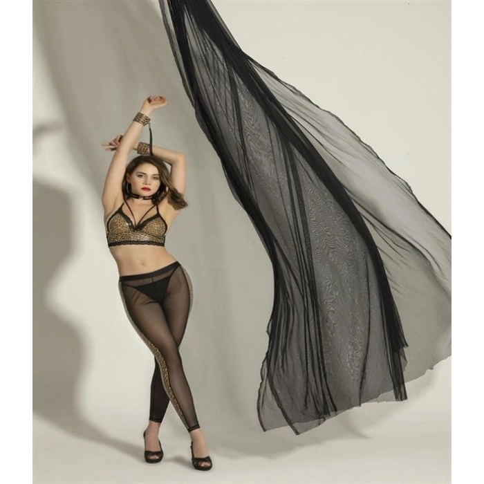 VipMarketim Gallipoli Bayan Büstiyer, Boyunluk, Kelepçe Ve Pantolon Takım (Kod:6204)