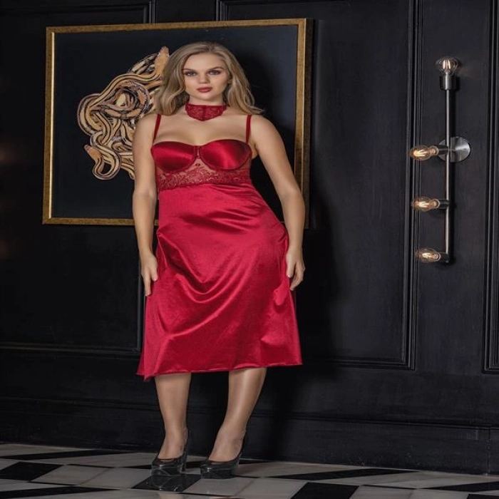 VipMarketim Gallipoli Bayan Gecelik, Boyunluk Ve String Takım (Kod:31642)