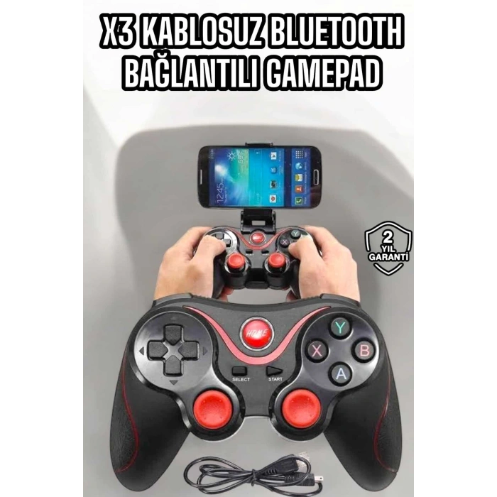 VipMarketim Game Stick Android Uyumlu Gamepad X3 Standlı Oyun Kolu Bluetooth Bağlantılı