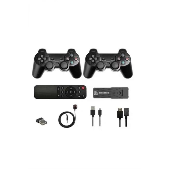 VipMarketim Game Stick Çift Oyun Konsolu Smart TV Game Box 8k Ultra HD 64 Gb