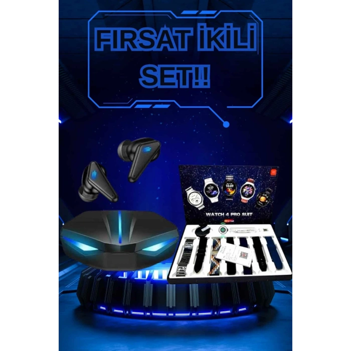 VipMarketim Gamer Kulaklık ve Çok Kordonlu Akıllı Saat Gürültü Önleyici GPS Desteği