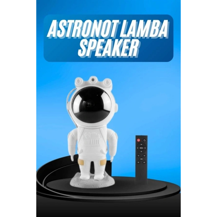 VipMarketim Gece Lambası Astronot Bluetooth Hoparlörlü Galaksi Işık Projektörü