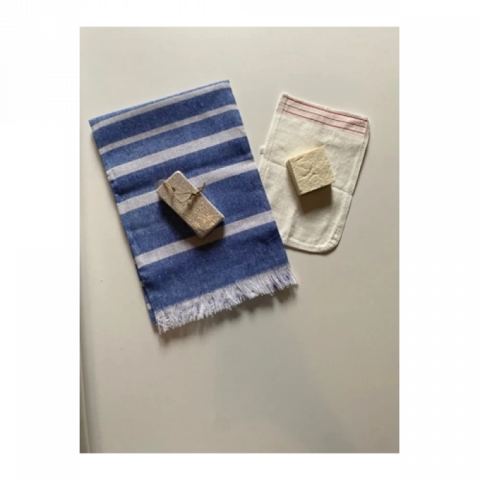 VipMarketim Gelin Hamamı Seti, Premium Peştemal , Ponza Topuk Taşı, Doğal Zeytinyağı Sabun, Kese 4lü Set