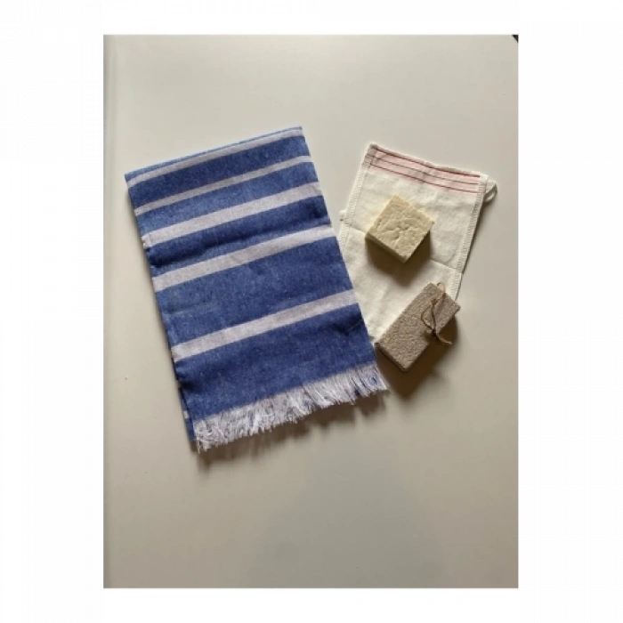 VipMarketim Gelin Hamamı Seti, Premium Peştemal , Ponza Topuk Taşı, Doğal Zeytinyağı Sabun, Kese 4lü Set