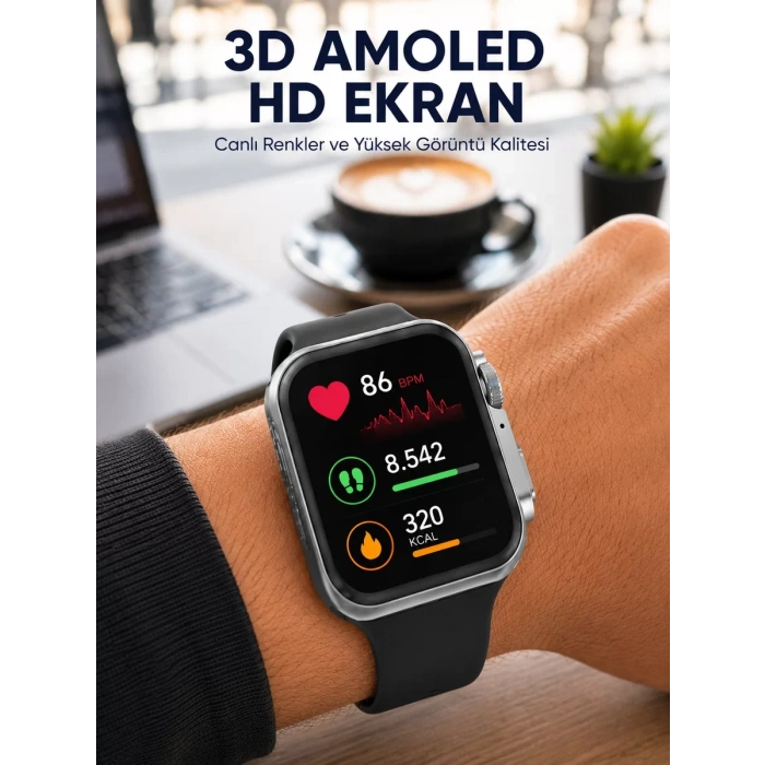 VipMarketim Gelişmiş Özellikli Akıllı Saat Dayanıklı Yapı ve AMOLED Ekran Yeni Nesil