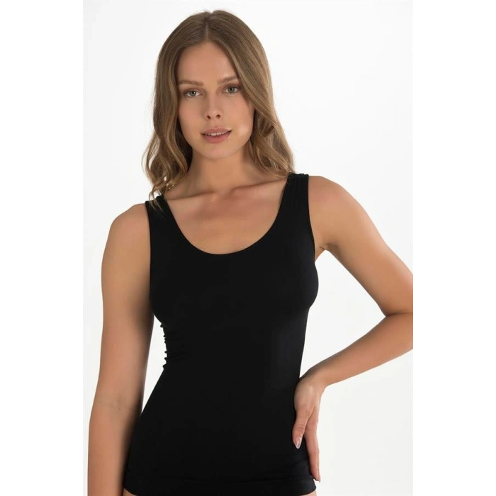 VipMarketim  Geniş Askılı Siyah Ribana Atlet