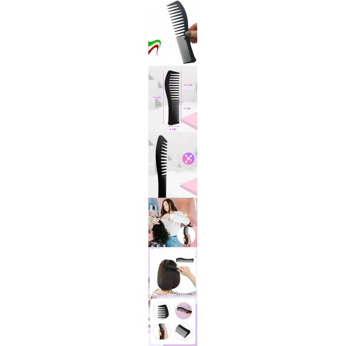 VipMarketim Geniş Diş ve İnce Diş Tarak Saç Şekillendirme Düzeltme Kesme