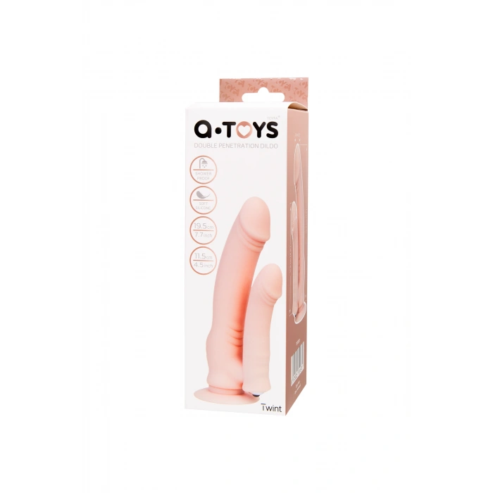 VipMarketim Gerçekçi A-Toys Twint yapay penis, silikon, çıplak, 19,5 cm