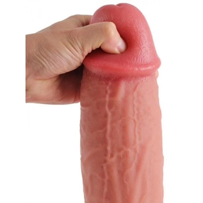VipMarketim Gerçekçi Tasarımlı Büyük Boy Vakum Tabanlı Silikon Dildo 30 cm
