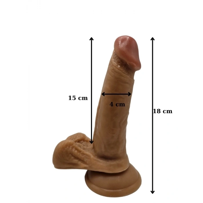 VipMarketim Gerçekçi Testisli Melez Dildo 18 cm