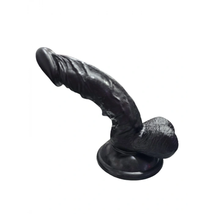 VipMarketim Gerçekçi Testisli Siyah Dildo 16 cm