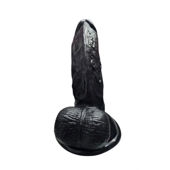 VipMarketim Gerçekçi Testisli Siyah Dildo 16 cm
