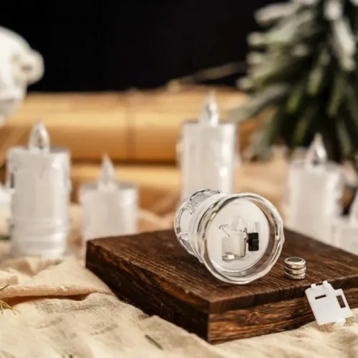 VipMarketim Gerçekçi Titrek Alev Efektli Pilli LED Mum 12li Paket