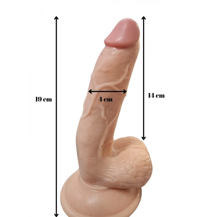 VipMarketim Gerçekci Titreşimli Kumandalı Realistik Vantuzlu Dildo Vibratör 19cm