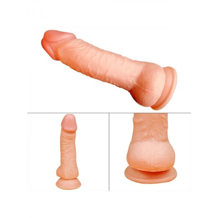 VipMarketim Gerçekçi Vantuzlu Testisli Ten Rengi 20 Cm Dildo