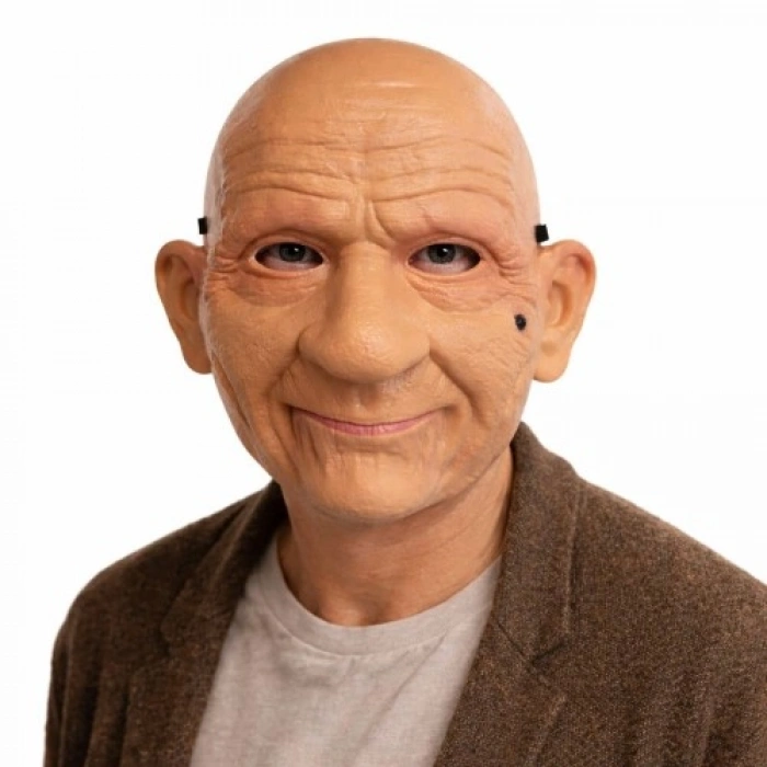 VipMarketim Gerçekçi Yaşlı Adam Maskesi – Lateks Görünümlü Plastik Korku Maskesi