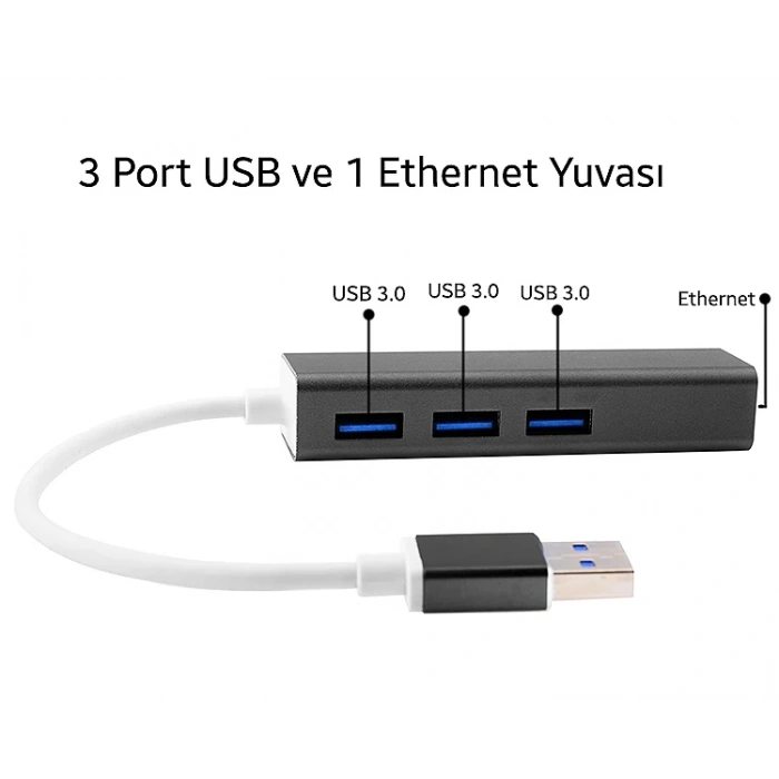 VipMarketim Gigabit Usb 3 Port Usb 3.0 Çoklayıcı Ve Eternet Adeptörü-(5775)
