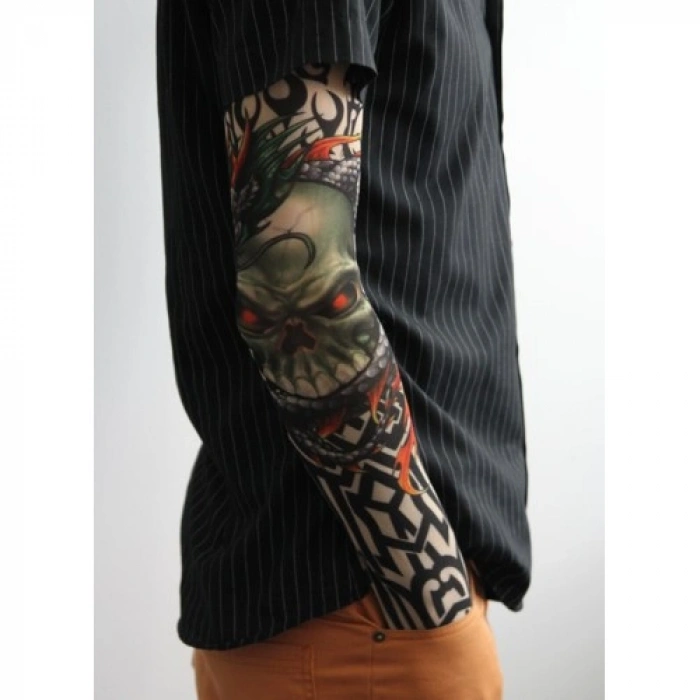 VipMarketim Giyilebilir Kol Dövmesi Çorap Dövme 3D Baskılı Kol Bacak Dövme 2 Adet Model 18