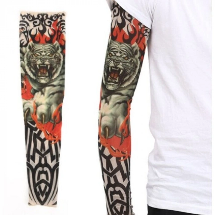 VipMarketim Giyilebilir Kol Dövmesi Çorap Dövme 3D Baskılı Kol Bacak Dövme 2 Adet Model 8