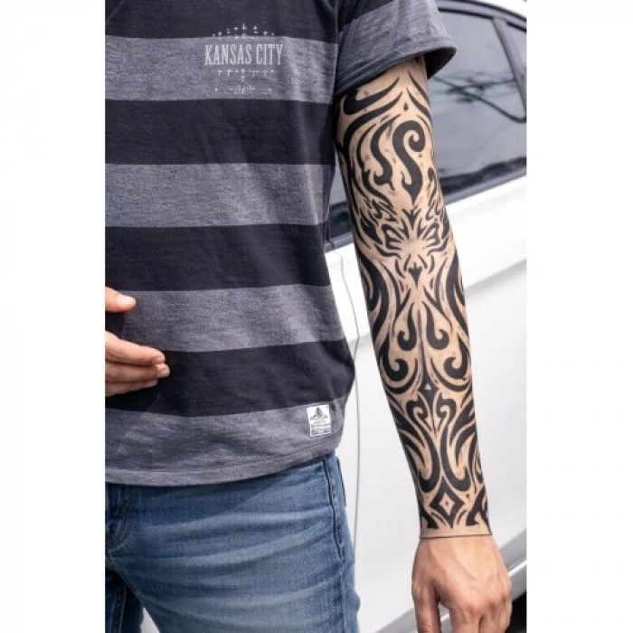 VipMarketim Giyilebilir Kol Dövmesi Çorap Dövme 3D Baskılı Kol Bacak Dövme 2 Adet Model 9