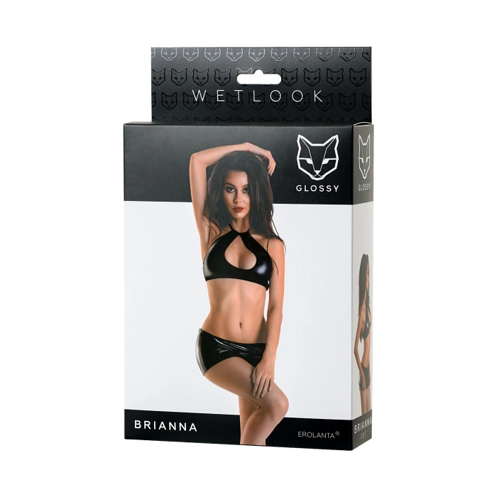 VipMarketim Glossy Parlak Brianna seti Wetlook malzemeden, Siyah, S