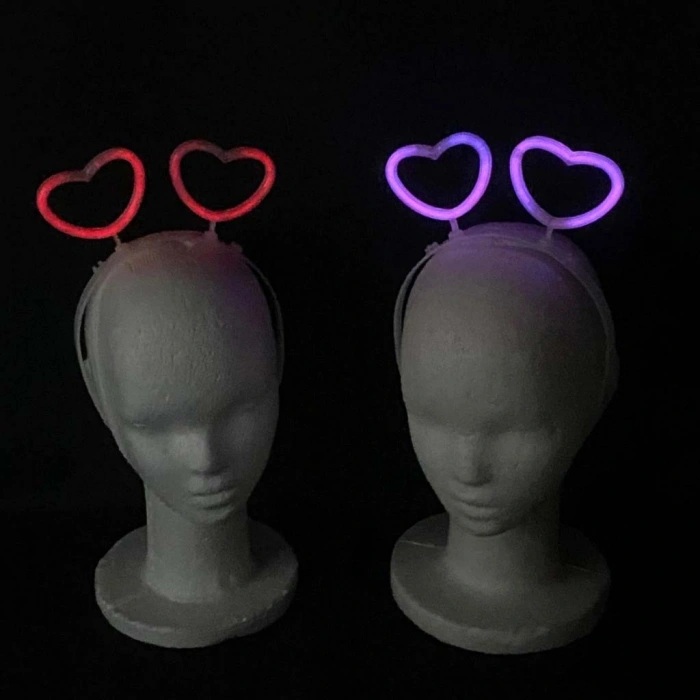 VipMarketim Glow Stick Karanlıkta Yanan Fosforlu Kalp Taç 12 Adet