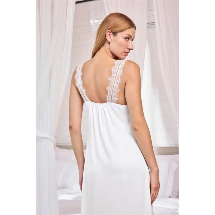 VipMarketim Göğüs Ve Sırt Dekolteli Dantelli Saten Gecelik