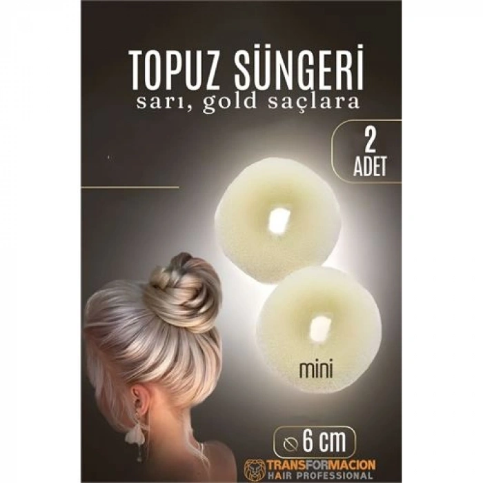 VipMarketim  GOLD Mini Saç Topuz Süngeri 2 ADET 6 CM Çap 2.5 cm Kalınlık