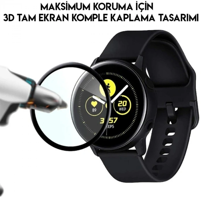 VipMarketim GOR Galaxy Watch Active 2 40mm 3D kavisli Nano Glass Ekran Koruyucu 2 Adet Set-(5775)