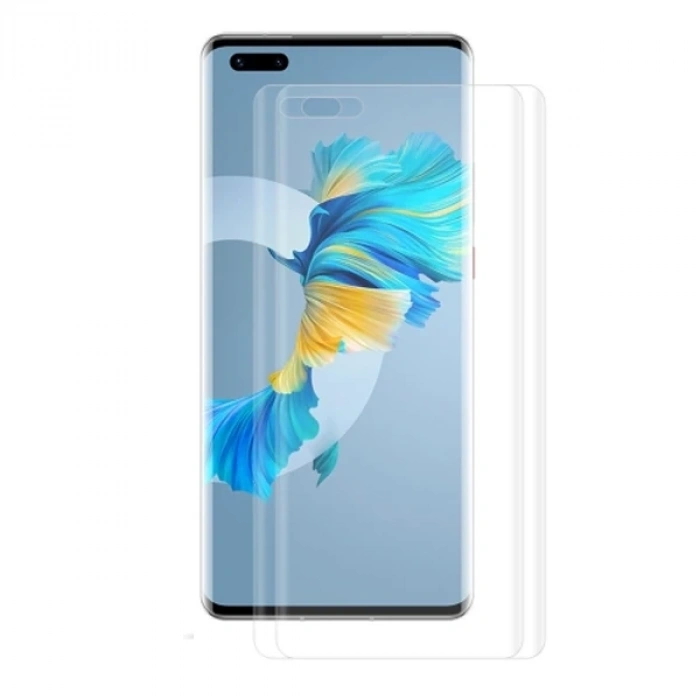 VipMarketim Gor Huawei Mate 40 Pro 3D Kavisli Full Kaplama Darbe Emici Ekran Koruyucu 2 Adet Set Mate 40 Pro+-(5775)