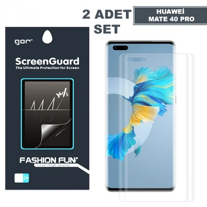 VipMarketim Gor Huawei Mate 40 Pro 3D Kavisli Full Kaplama Darbe Emici Ekran Koruyucu 2 Adet Set Mate 40 Pro+-(5775)