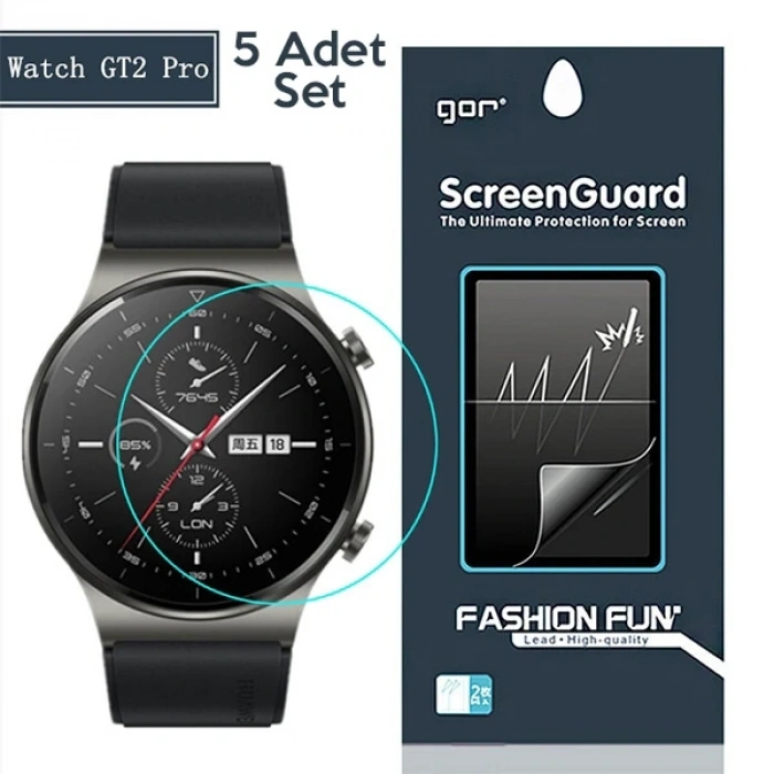 VipMarketim Gor Huawei Watch Gt 2 Pro Darbe Emici Ekran Koruyucu 5 Adet Set-(5775)