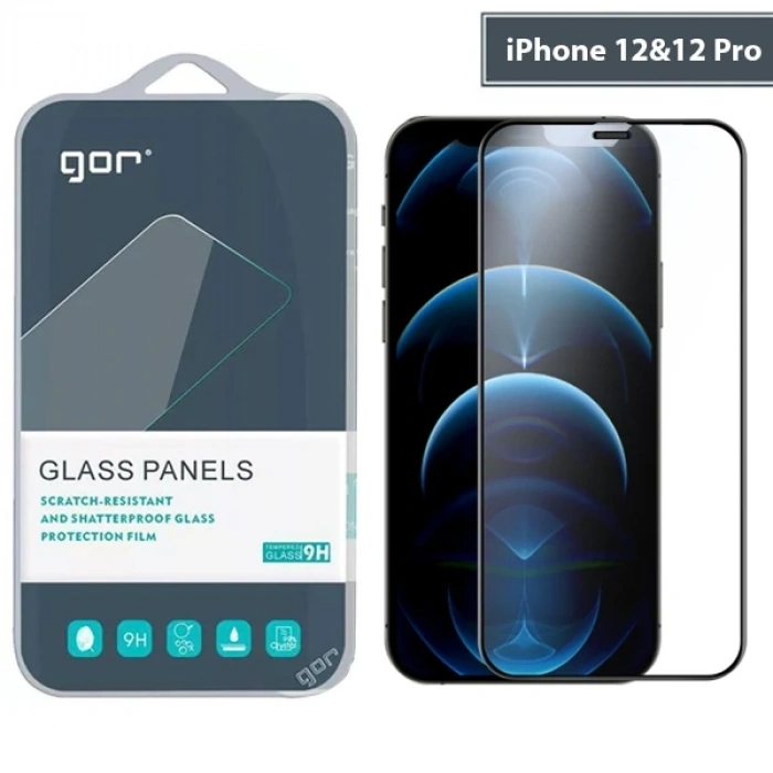 VipMarketim GOR iPhone 12-12 Pro 6.1 9D Hardening Tempered Full Cam Ekran Koruyucu-(5775)
