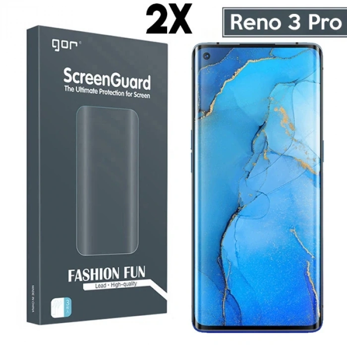 VipMarketim GOR Oppo Reno 3 Pro 3D Kavisli Full Ekran Koruyucu 2 Adet Set-(5775)