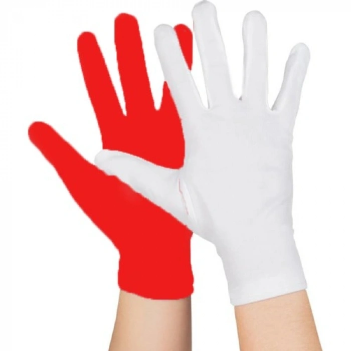 VipMarketim Gösteriler İçin 1 Çift Kırmızı Beyaz Pandomim Eldiveni Çocuk Boy