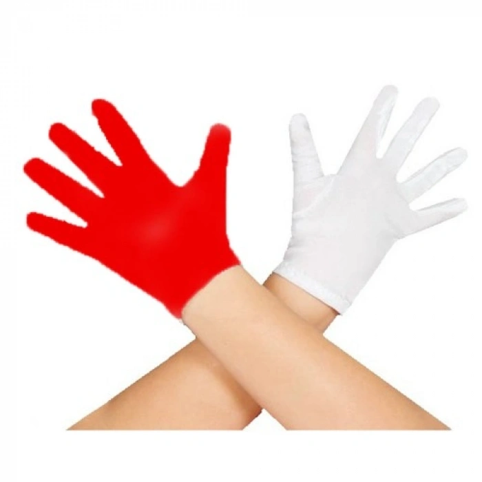 VipMarketim Gösteriler İçin 1 Çift Kırmızı Beyaz Pandomim Eldiveni Çocuk Boy