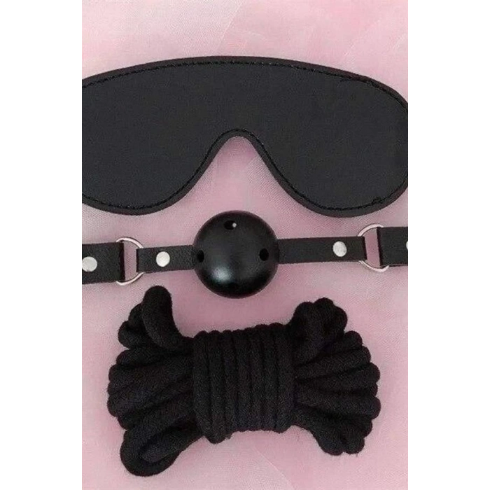 VipMarketim Gözlük Ağız Topu İp Üçlü Deri Harness Set