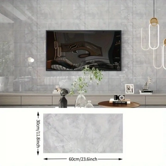 VipMarketim Gri Mermer Desenli Alüminyum Duvar Sticker