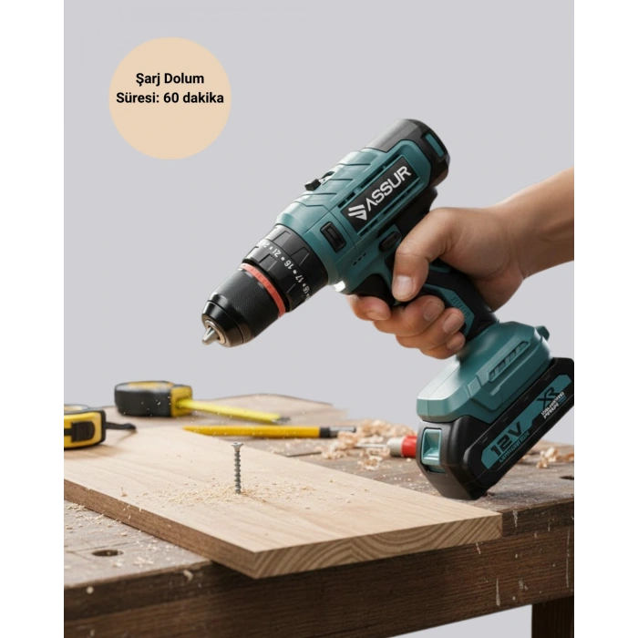 VipMarketim Güçlü Şarjlı Matkap Vidalama Çift Batarya