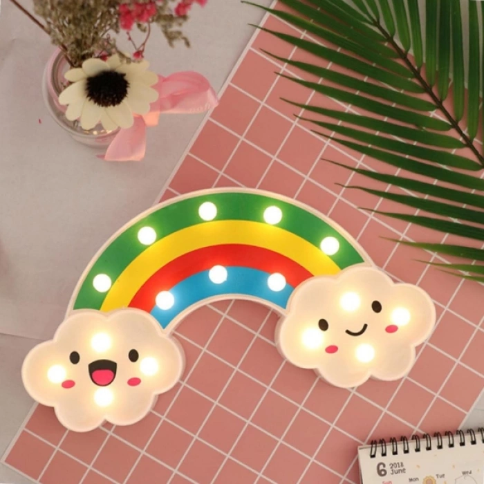 VipMarketim Gülen Bulutlu Gökkuşağı LED Gece Lambası